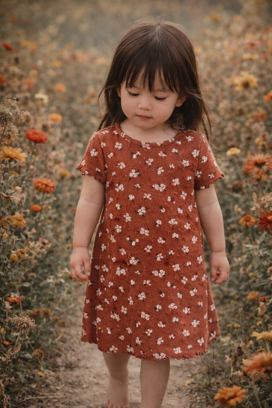 Enjoy The Little Things Blooming Floral Ribbed Tee Dress 2T